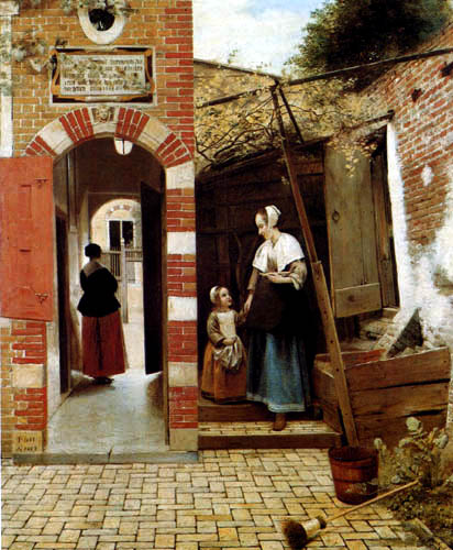 Pieter de Hooch - Woman and girl in the yard