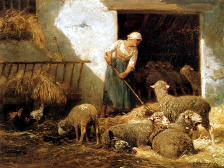 Charles-Emile Jacque - Fütterung der Schafe
