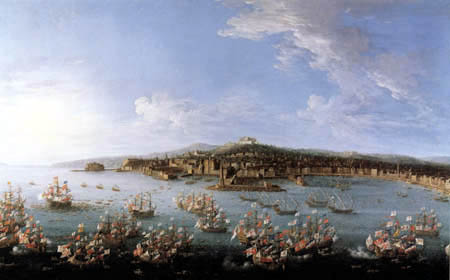 Antonio Joli - Embarkment of Carlos III in the port of Naples