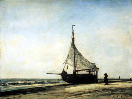 Johan Barthold Jongkind - Fishing boat at the beach