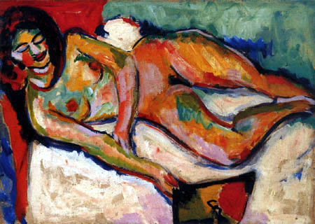 Ernst Ludwig Kirchner - Reclining Nude with Fan