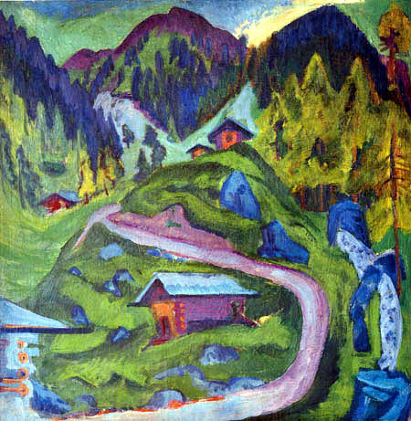 Ernst Ludwig Kirchner - Paisaje de montaña con cabañas