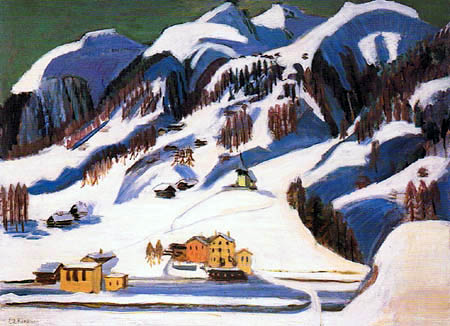Ernst Ludwig Kirchner - Les montagnes et les maisons sous la neige