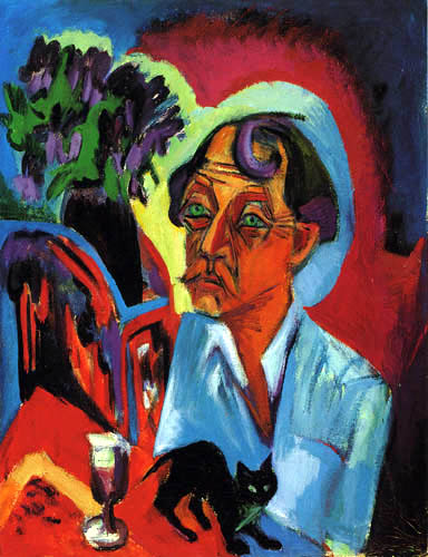 Ernst Ludwig Kirchner - The Painter Stirner with cat