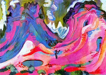 Ernst Ludwig Kirchner - Amselfluh oder Landschaft mit blasendem Hirten