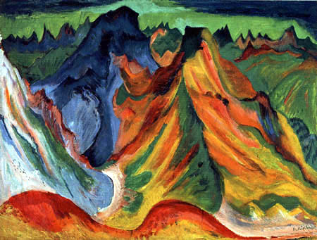Ernst Ludwig Kirchner - Les montagnes Weissfluh et Schafgrind