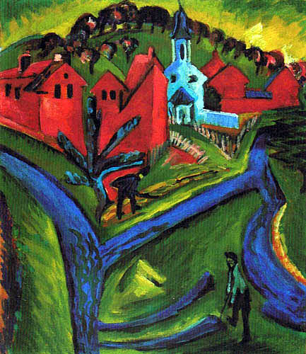 Ernst Ludwig Kirchner - Village avec pistes bleues