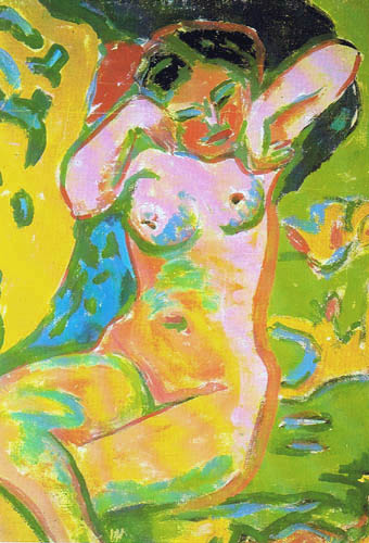 Ernst Ludwig Kirchner - Mädchenakt auf blühender Wiese