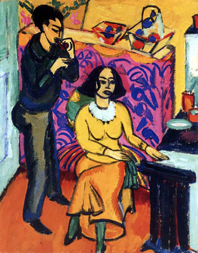 Ernst Ludwig Kirchner - Otto y Masha Mueller en el estudio