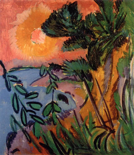Ernst Ludwig Kirchner - Pink sun over a sea bay, Fehmarn