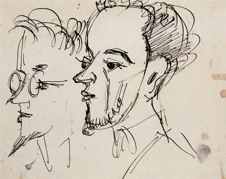 Ernst Ludwig Kirchner - Double portrait d'Erich Heckel et Karl Schmidt-Rottluff