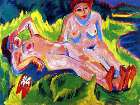 Ernst Ludwig Kirchner - Deux nus roses sur le lac