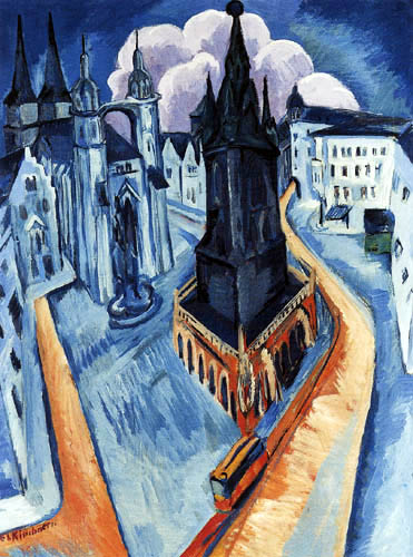 Ernst Ludwig Kirchner - La torre roja en Halle