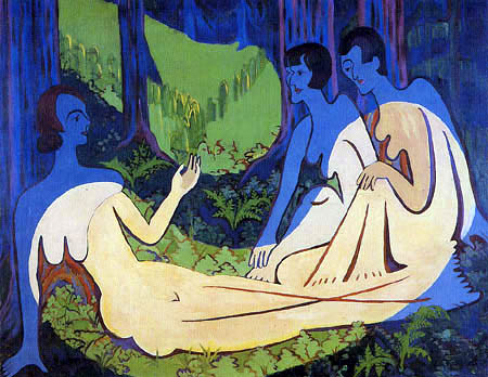 Ernst Ludwig Kirchner - Trois nudités dans la forêt