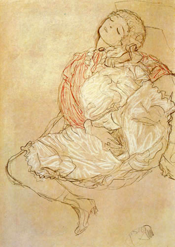 Gustav Klimt - Sitzende Frau mit gespreizten Schenkeln