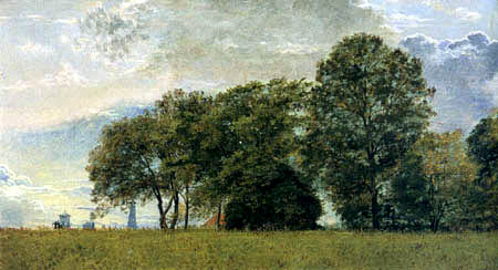 Christen Købke - Aldea detrás de árboles