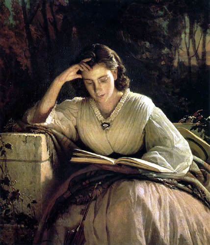 Iwan Nikolajewitsch Kramskoj - Woman Reading, Portrait of Sofia Kramskaya