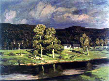 Walter Leistikow - Abendlicht, Landschaft mit zwei Eichen