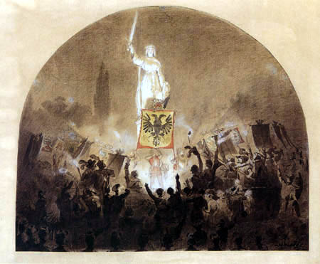 Emanuel Gottlieb Leutze - La célébration de l'unité allemande avant « des Germania »