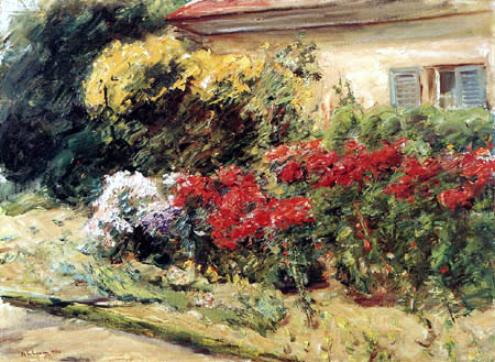 Max Liebermann - Blumenstauden vor dem Gärtnerhäuschen