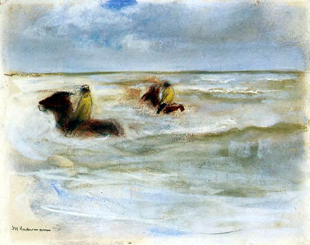 Max Liebermann - Horses at the beach