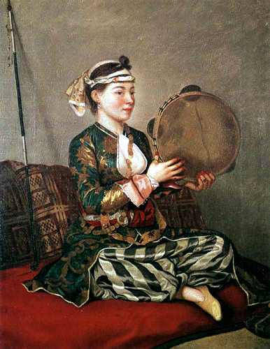 Jean-Etienne Liotard - Junge Frau mit Tamburin