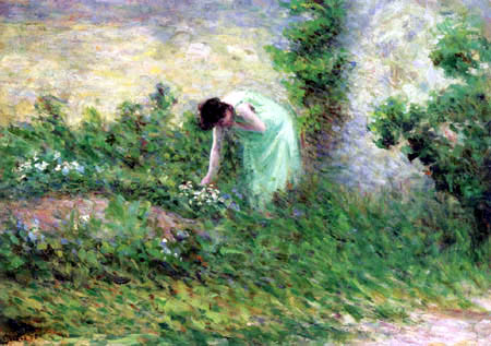 Maximilien Luce - Gisors, Femme cueillant des fleurs