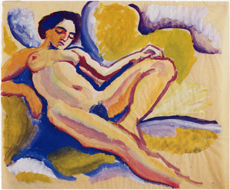 August Macke - A Reclining Nude
