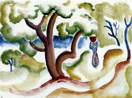 August Macke - Woman with pitcher under trees