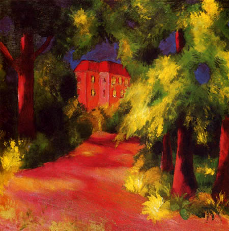August Macke - Red house in the park