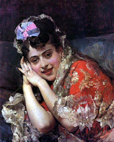 Raimundo de Madrazo - La modelo Aline Masson con mantilla blanca
