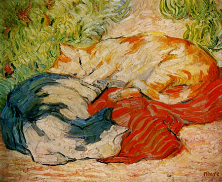 Franz Marc - Katzen auf rotem Tuch
