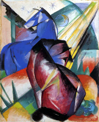 Franz Marc - Zwei Pferde, rot und blau