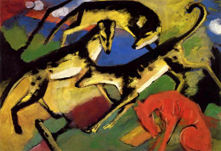 Franz Marc - Playing dogs