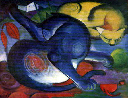 Franz Marc - Two cats, blue and yellow
