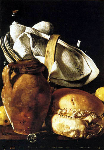 Luis E. Meléndez - Still life with Bread, jug and basket