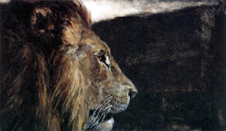 Adolph von (Adolf) Menzel - Head of a Lion