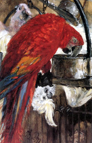 Adolph von (Adolf) Menzel - The red macaw