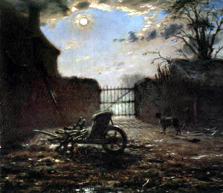 Jean-François Millet - Bauernhof im Mondlicht