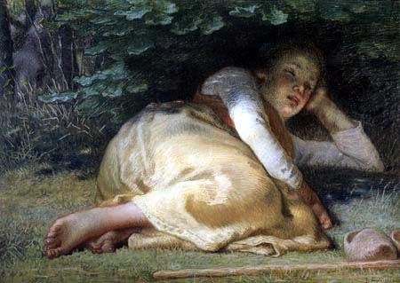 Jean-François Millet - Pastora durmiendo en la sombra de un arbusto