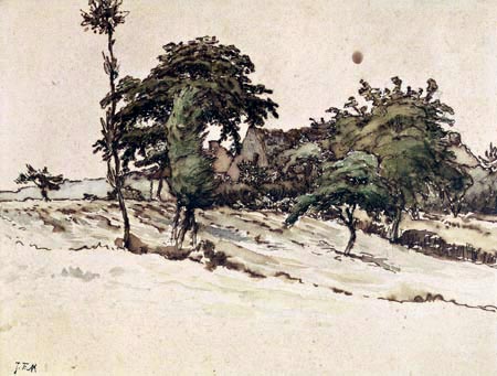 Jean-François Millet - Casa bajo los árboles