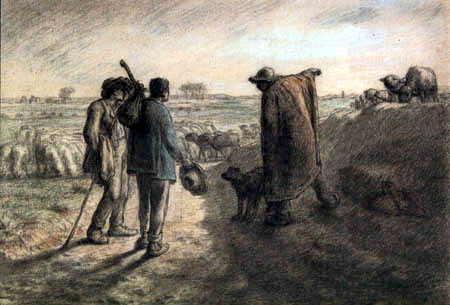 Jean-François Millet - Un berger indiquant à des voyageurs leur chemin