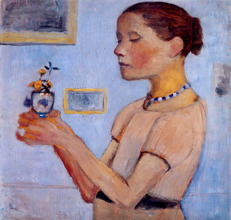 Paula Modersohn-Becker - Young girl with yellow flowers in the glass