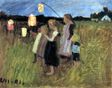 Otto Modersohn - Enfants avec des lanternes