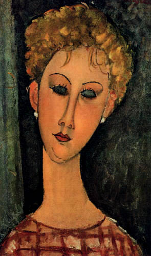 Amedeo Modigliani - Frauenkopf mit Ohrringen