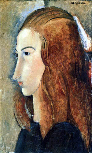 Amedeo Modigliani - Retrato de Jeanne Hébuterne, vista lateral