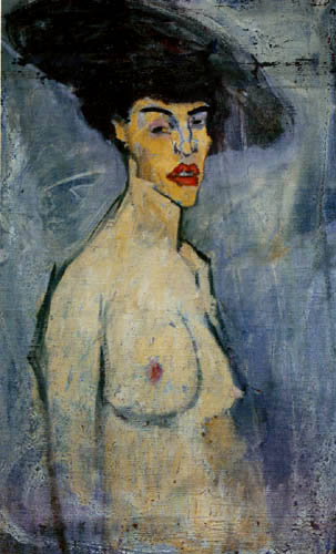 Amedeo Modigliani - Acto femenino con sombrero