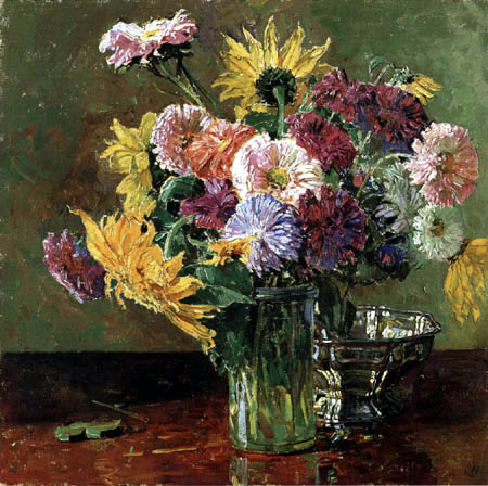 Carl Moll - Fleurs dans un vase en verre