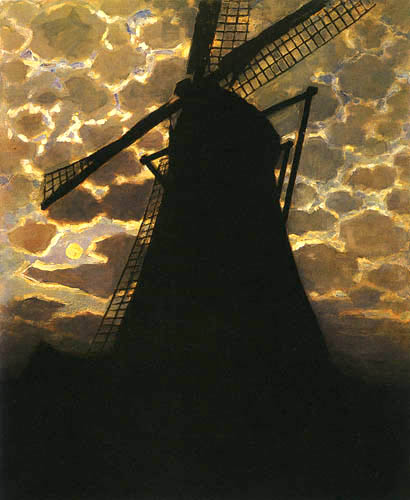 Piet (Pieter Cornelis) Mondrian (Mondriaan) - Mill in the evening