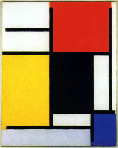 Piet (Pieter Cornelis) Mondrian (Mondriaan) - Composition en rouge, jaune, noir, bleu et gris